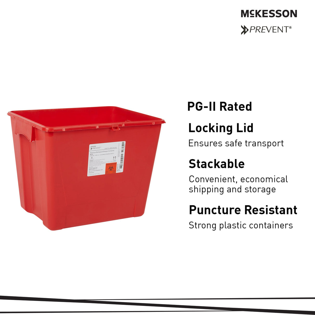 Sharps Container McKesson Prevent® Premium Biohazard Vertical Entry Red Lid - BeHope