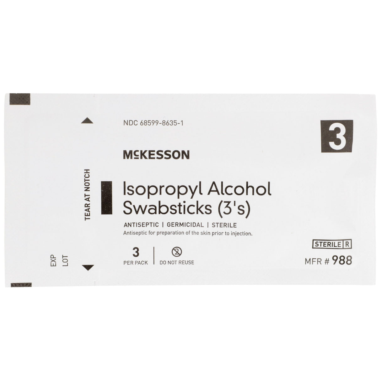 Impregnated Swabstick McKesson 70% Strength Isopropyl Alcohol Individual Packet Sterile - BeHope