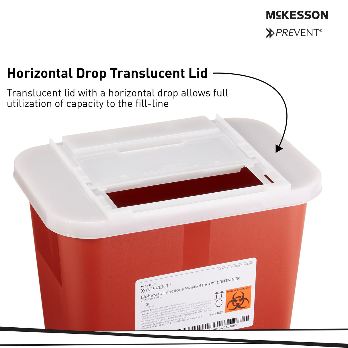 Sharps Container Mckesson Prevent® Biohazard Infectious Waste Horizontal Entry - BeHope