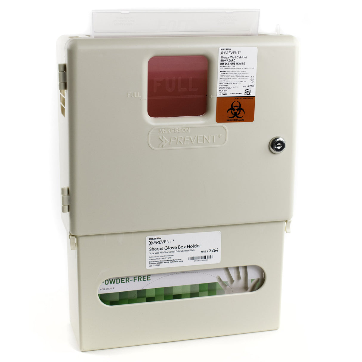 Sharps Container Cabinet / Wall Enclosure with Glove Box McKesson Prevent® Polypropylene Wall Mount Locking - BeHope