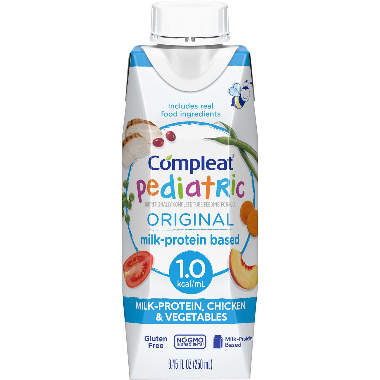 Pediatric Tube Feeding Formula Compleat® Pediatric Original 1.0 Unflavored 8.45 oz. Reclosable Carton Liquid Real Food Ingredients - BeHope