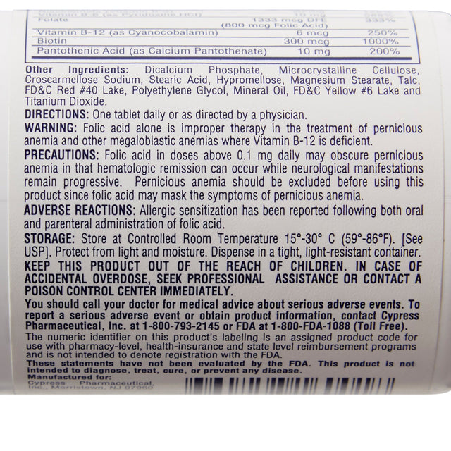 Multivitamin Supplement Rena-vite Folic Acid Vitamin B Anemia Support Tablets - BeHope