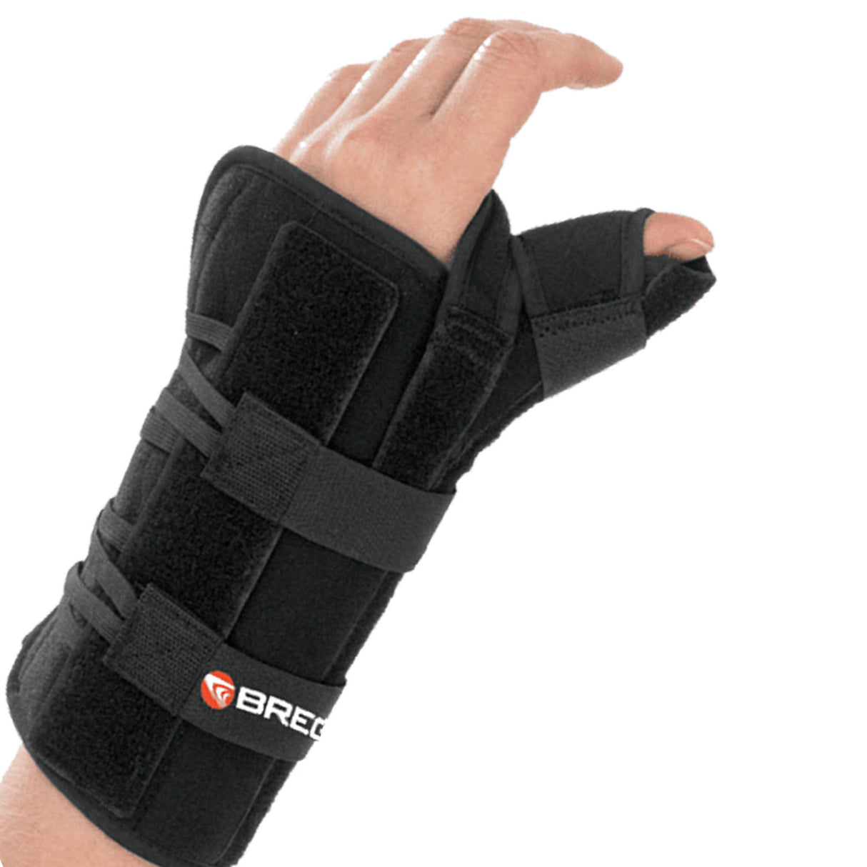 Wrist Brace with Thumb Spica Apollo Universal Aluminum / Foam Left Hand Black One Size Fits Most - BeHope