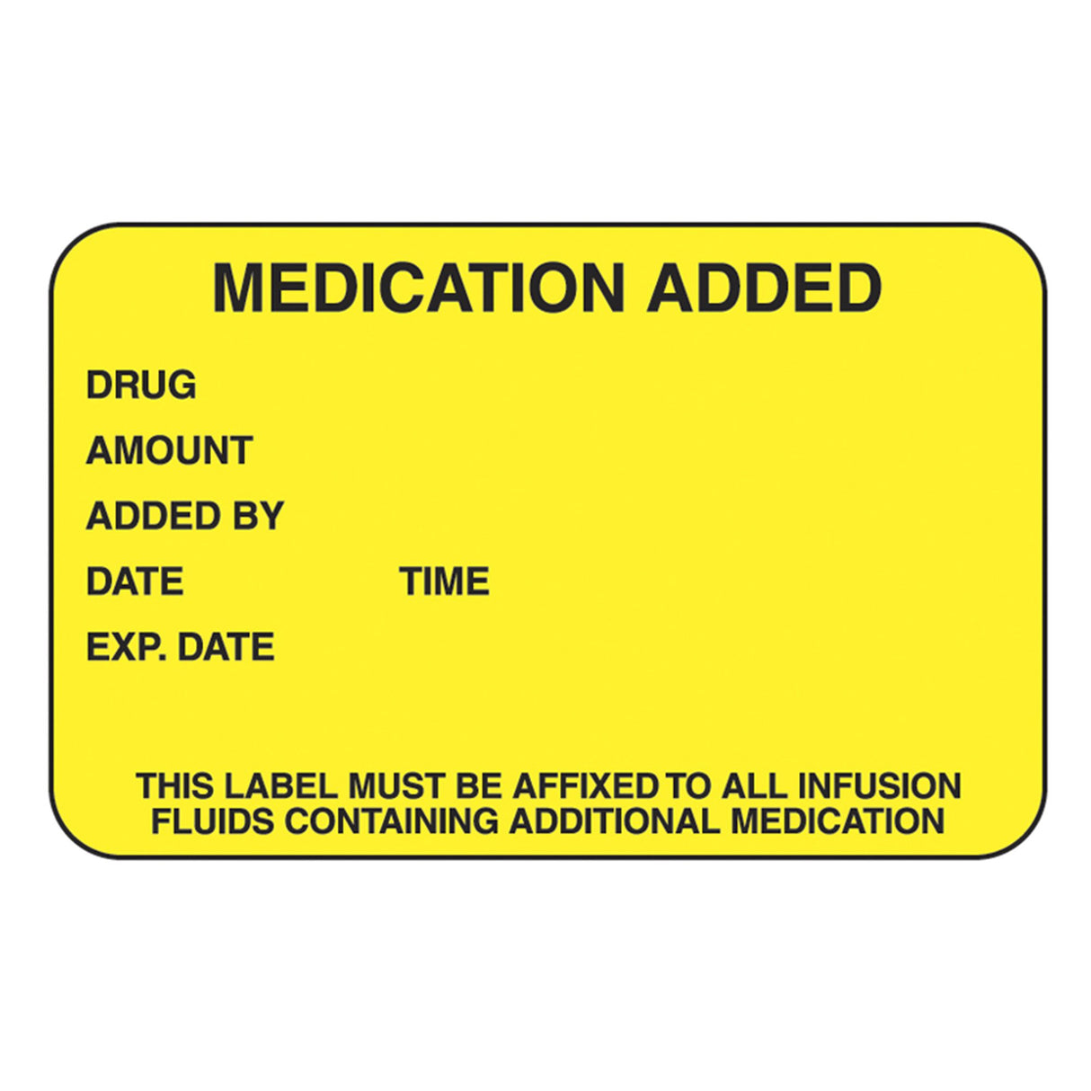 Pre-Printed Label Indeed Anesthesia Label Yellow Paper Medication Added Drug_Amount_Added by_Date_ Black Medication Instruction 1-3/4 X 2-3/4 Inch - BeHope