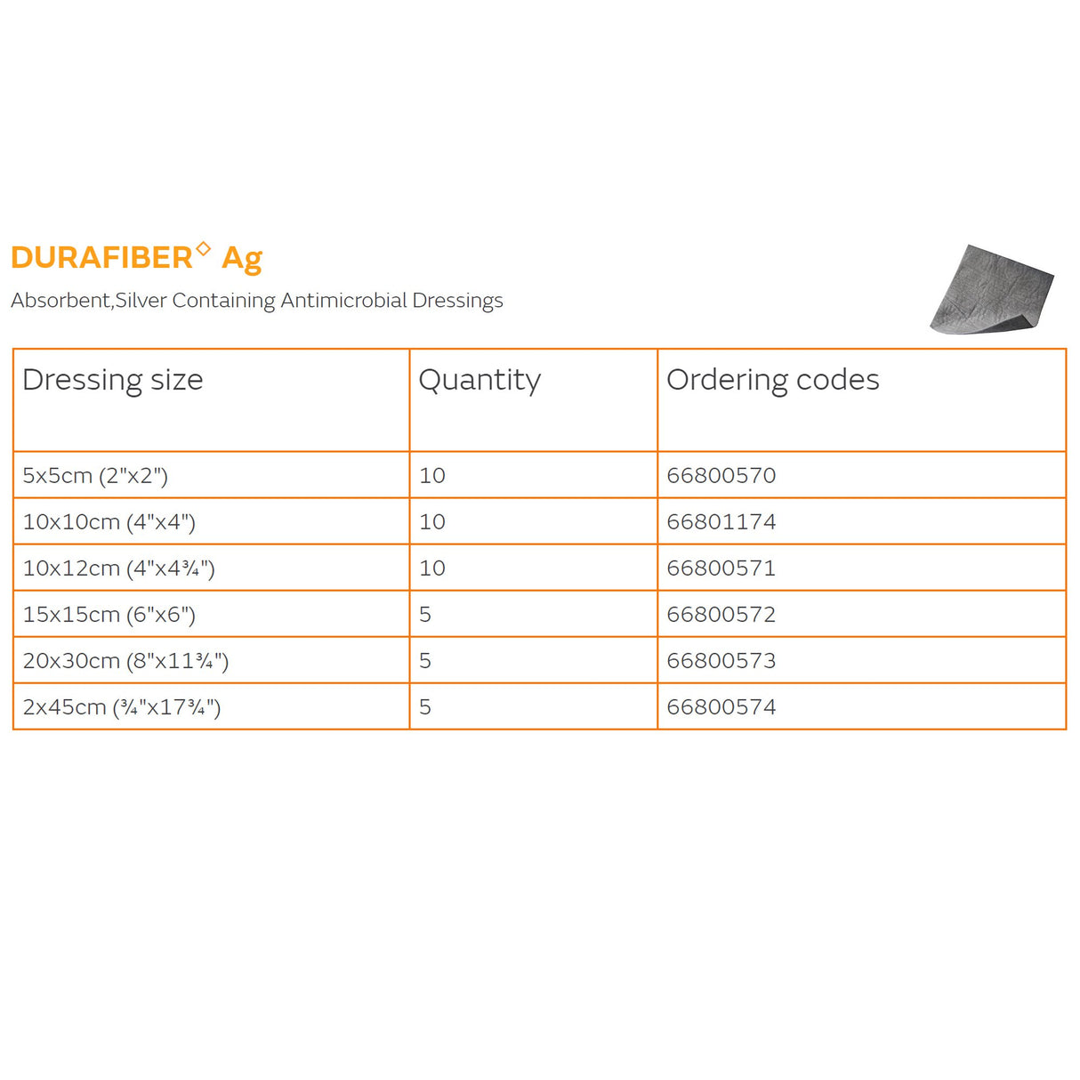 Durafiber Ag Silver Gelling Fiber Dressing Sterile Antimicrobial - BeHope