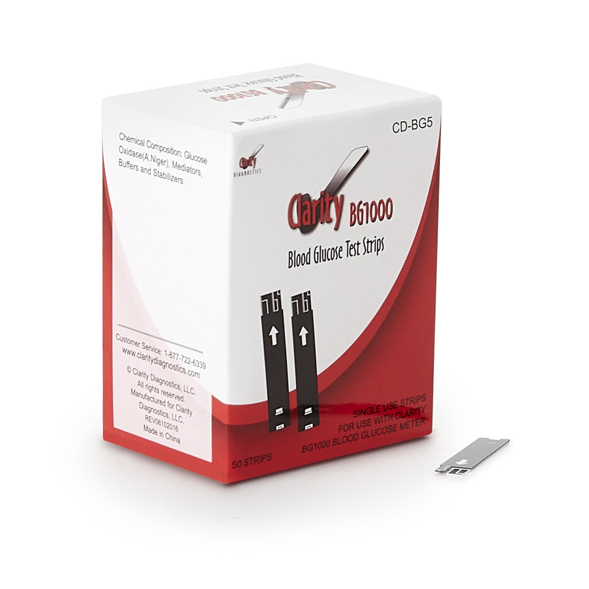 Blood Glucose Test Strips Clarity BG1000 50 Strips per Pack - BeHope