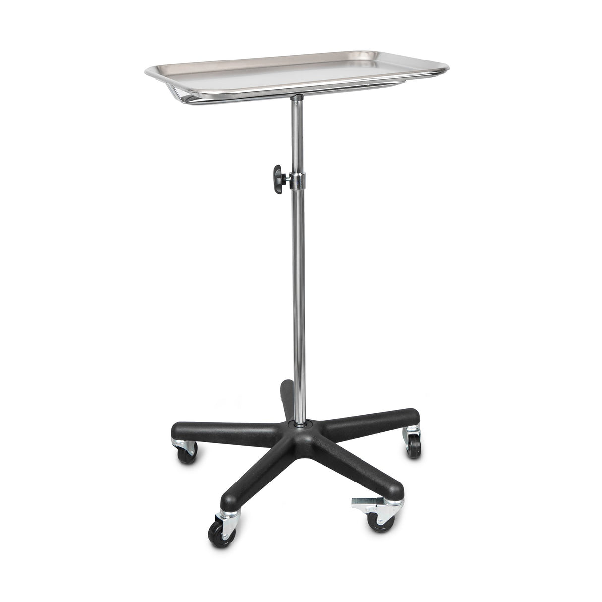 Mobile Instrument Stand Tech-Med Hand Operated Single Post 5-Leg Base Small Tray - BeHope