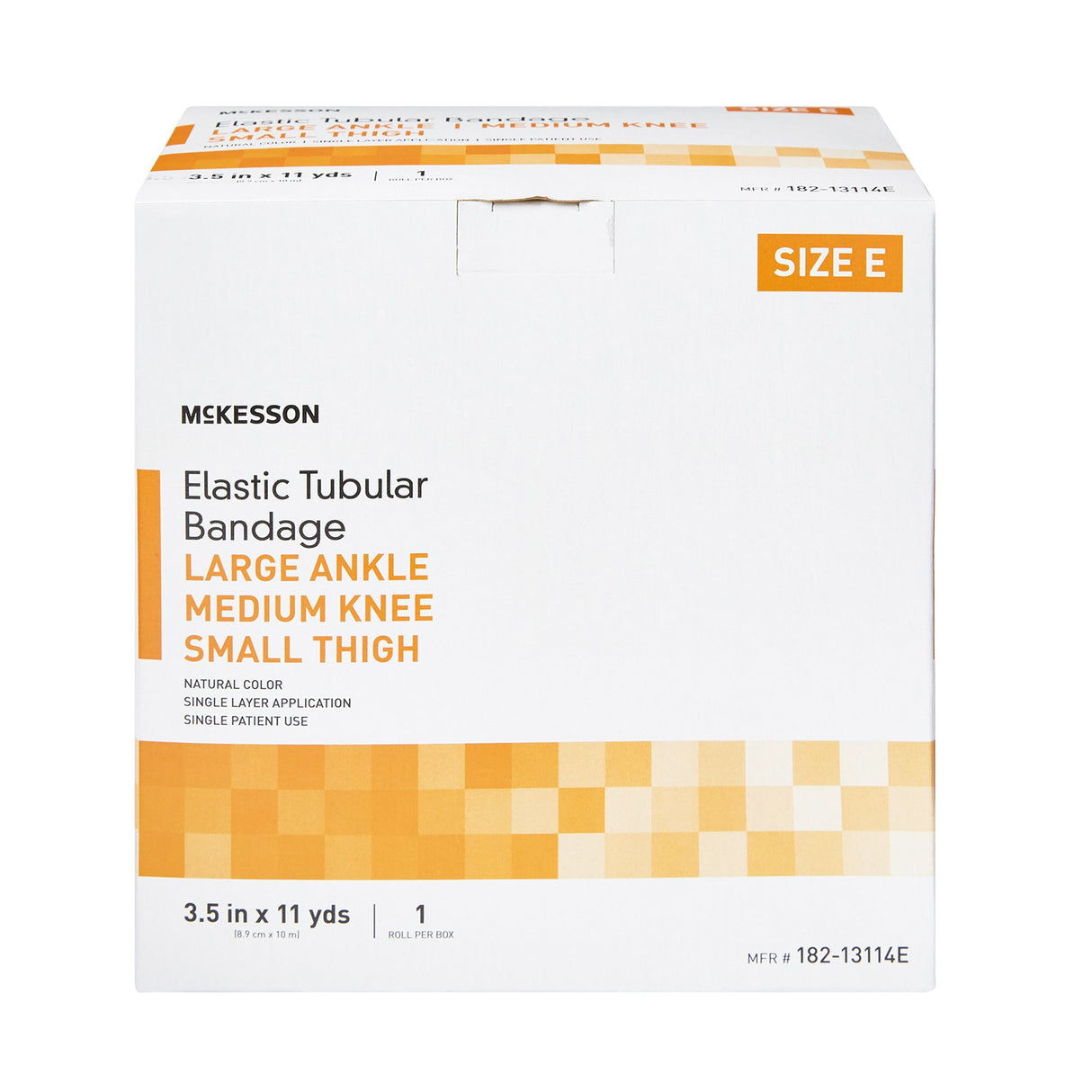 Elastic Tubular Support Bandage McKesson Spandagrip™ 3-1/2 Inch X 11 Yard Large Ankle / Medium Knee Pull On Natural NonSterile Size E Standard Compression - BeHope