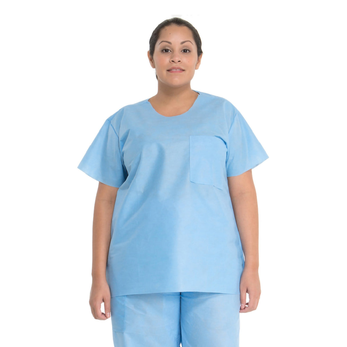 Scrub Shirt Medium Blue 1 Pocket Short Sleeve Unisex - BeHope