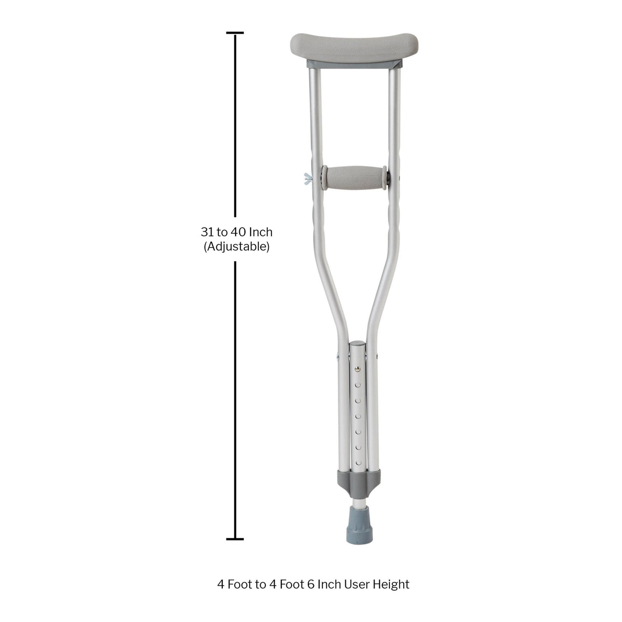 Underarm Crutches McKesson Pediatric 4 Foot to 4 Foot 6 Inch User Height Aluminum Frame 175 lbs. Weight Capacity - BeHope