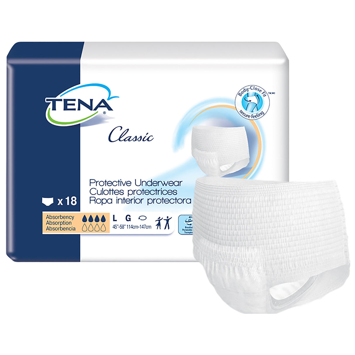 Unisex Adult Absorbent Underwear TENA® Classic Pull On with Tear Away Seams Large Disposable Moderate Absorbency - BeHope