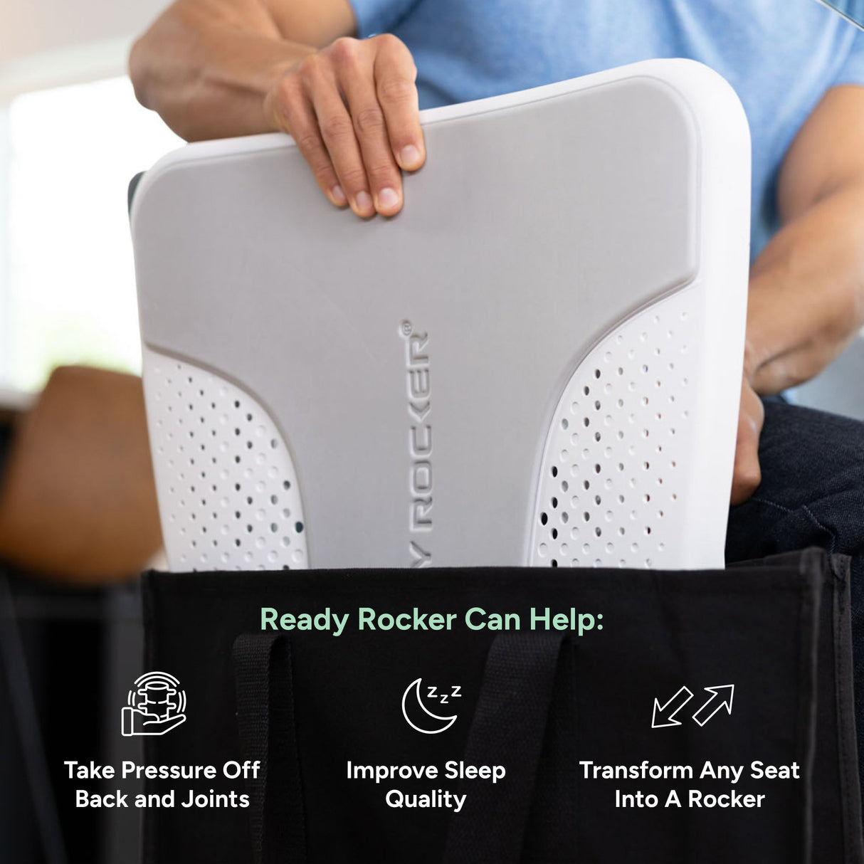 Lumbar Support Seat Rocking Device Ready Rocker® 17 W X 18 L X 3-1/2 D Inch Aluminum / Foam - BeHope