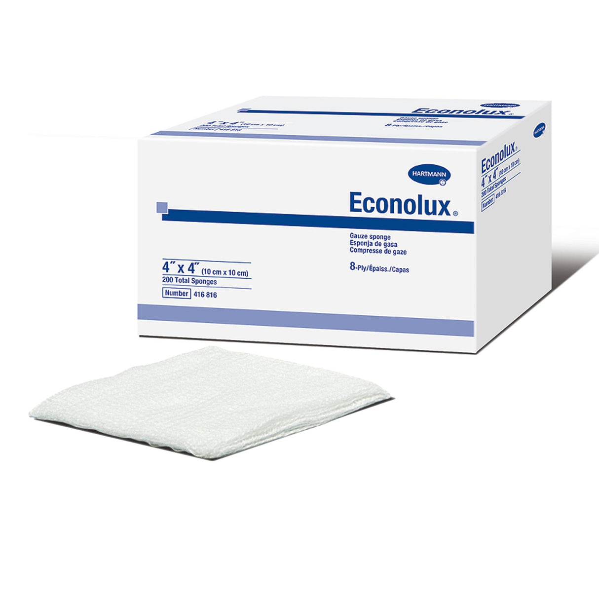 Gauze Sponge Econolux® 4 X 4 Inch 8-Ply NonSterile 200 per Pack - BeHope