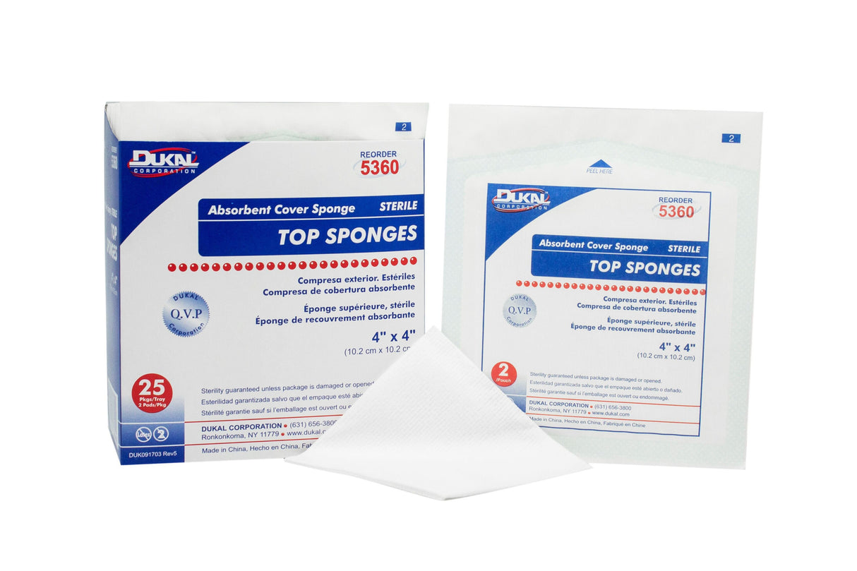 Cellulose Filled Nonwoven Sponge Dukal™ 4 X 4 Inch 1-Ply Sterile 2 per Pack - BeHope