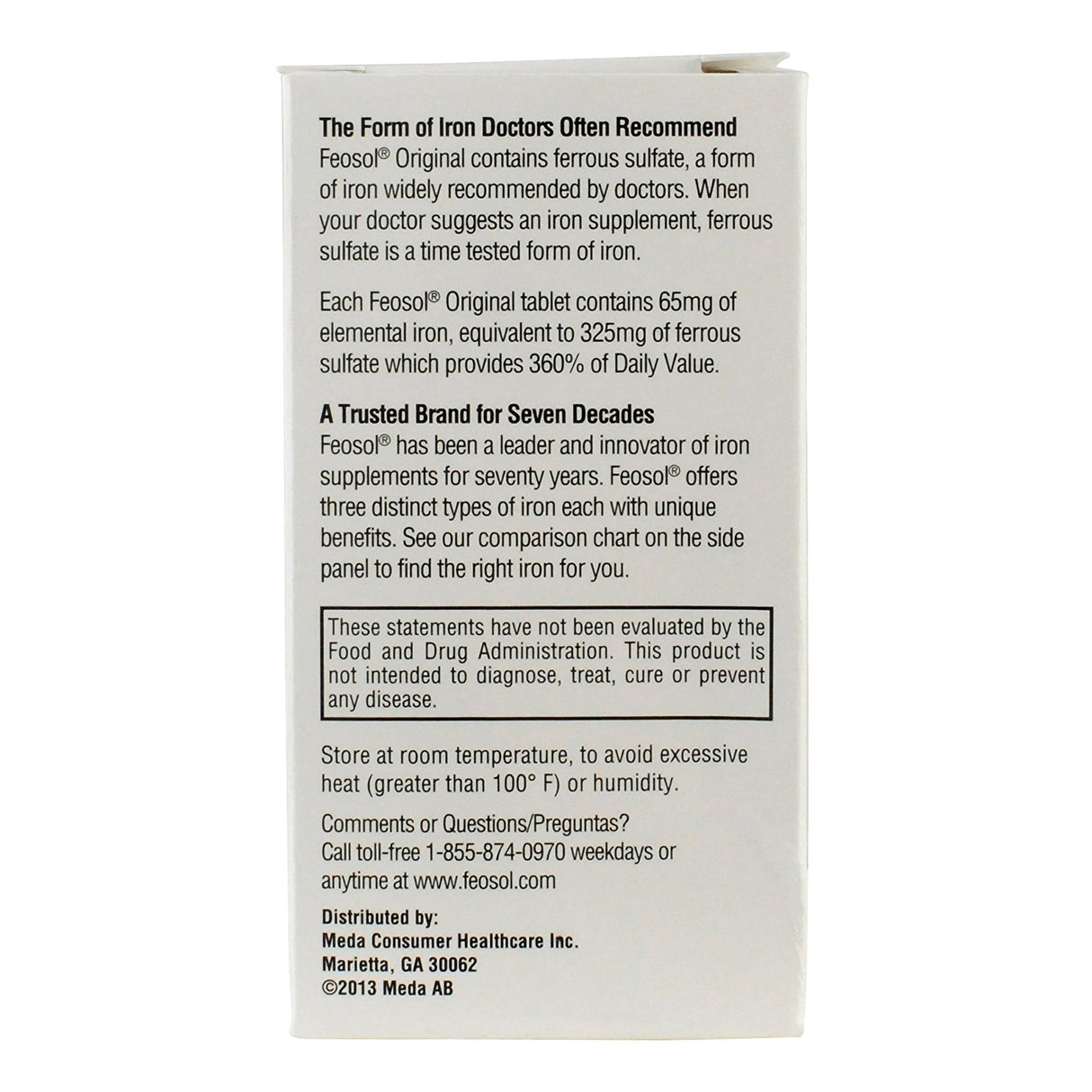 Mineral Supplement Feosol® Iron 65 mg Strength Tablet 120 per Bottle - BeHope