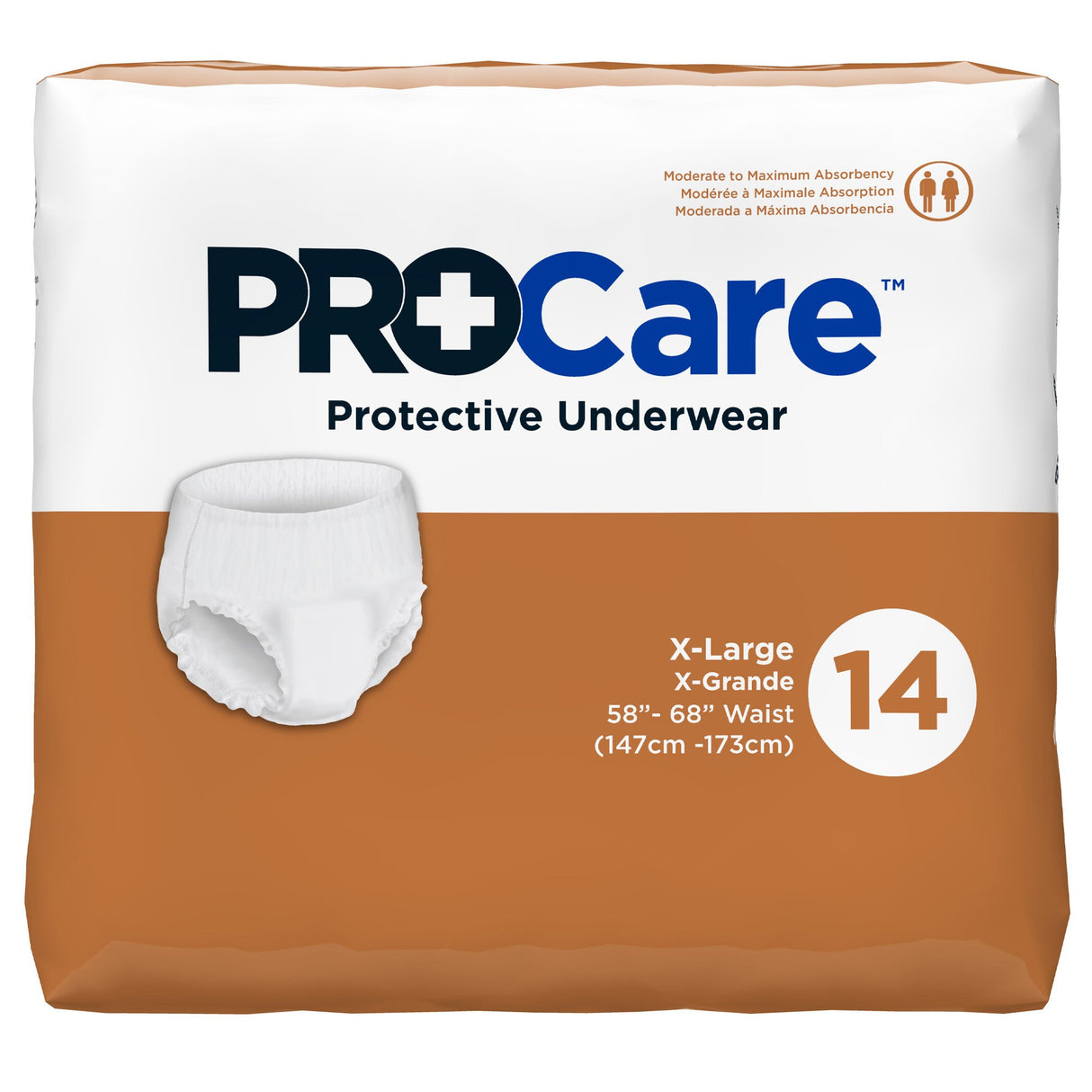 Unisex Adult Absorbent Underwear ProCare™ Pull On with Tear Away Seams X-Large Disposable Moderate Absorbency - BeHope
