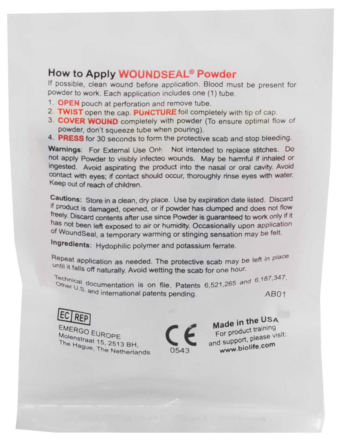 Hemostatic Agent Wound Seal® 2 per Pack Sterile - BeHope