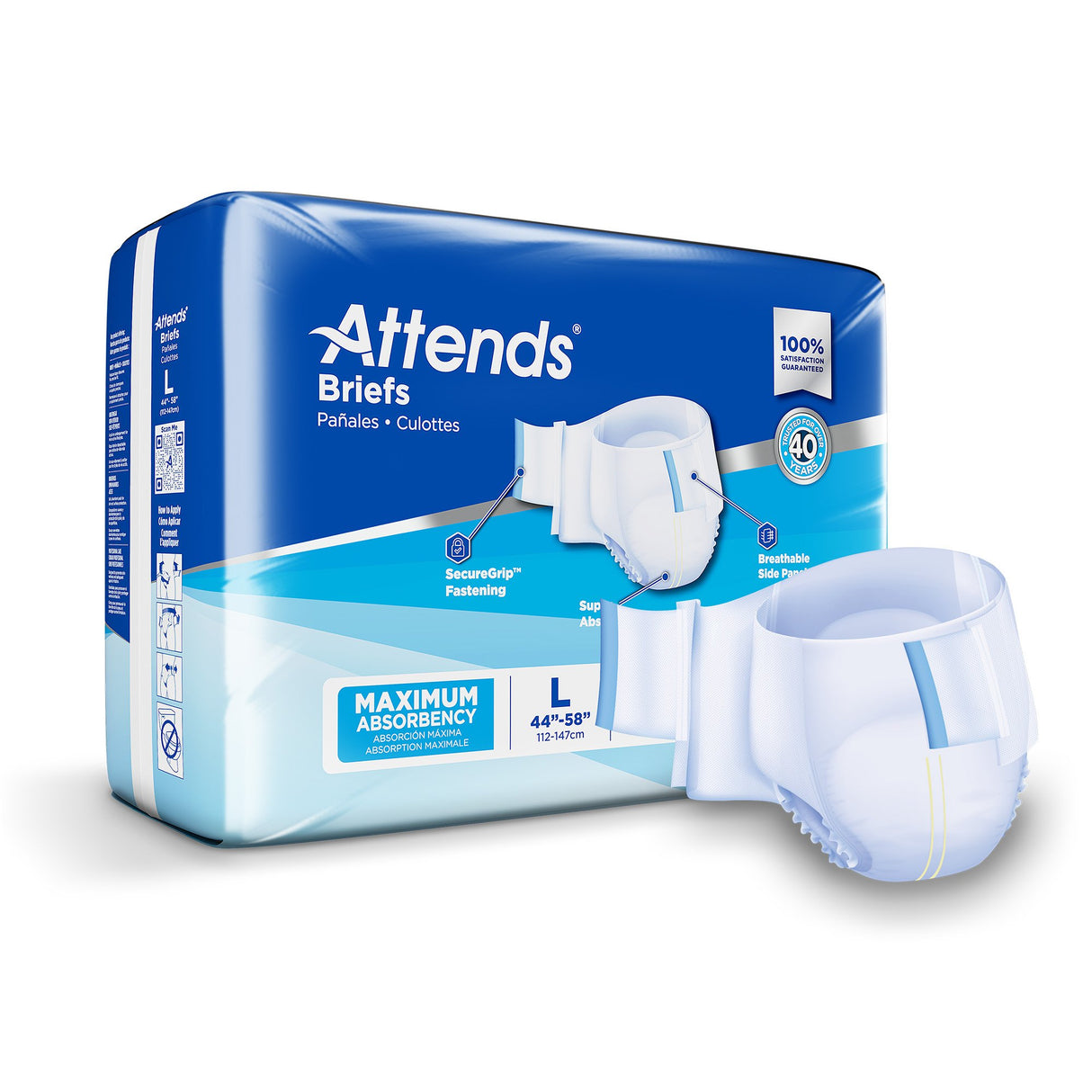 Unisex Adult Incontinence Brief Attends® Large Disposable Heavy Absorbency - BeHope