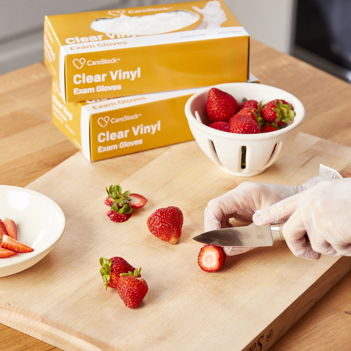 Exam Glove CareStock™ Small NonSterile Vinyl Standard Cuff Length Smooth Clear Not Rated - BeHope