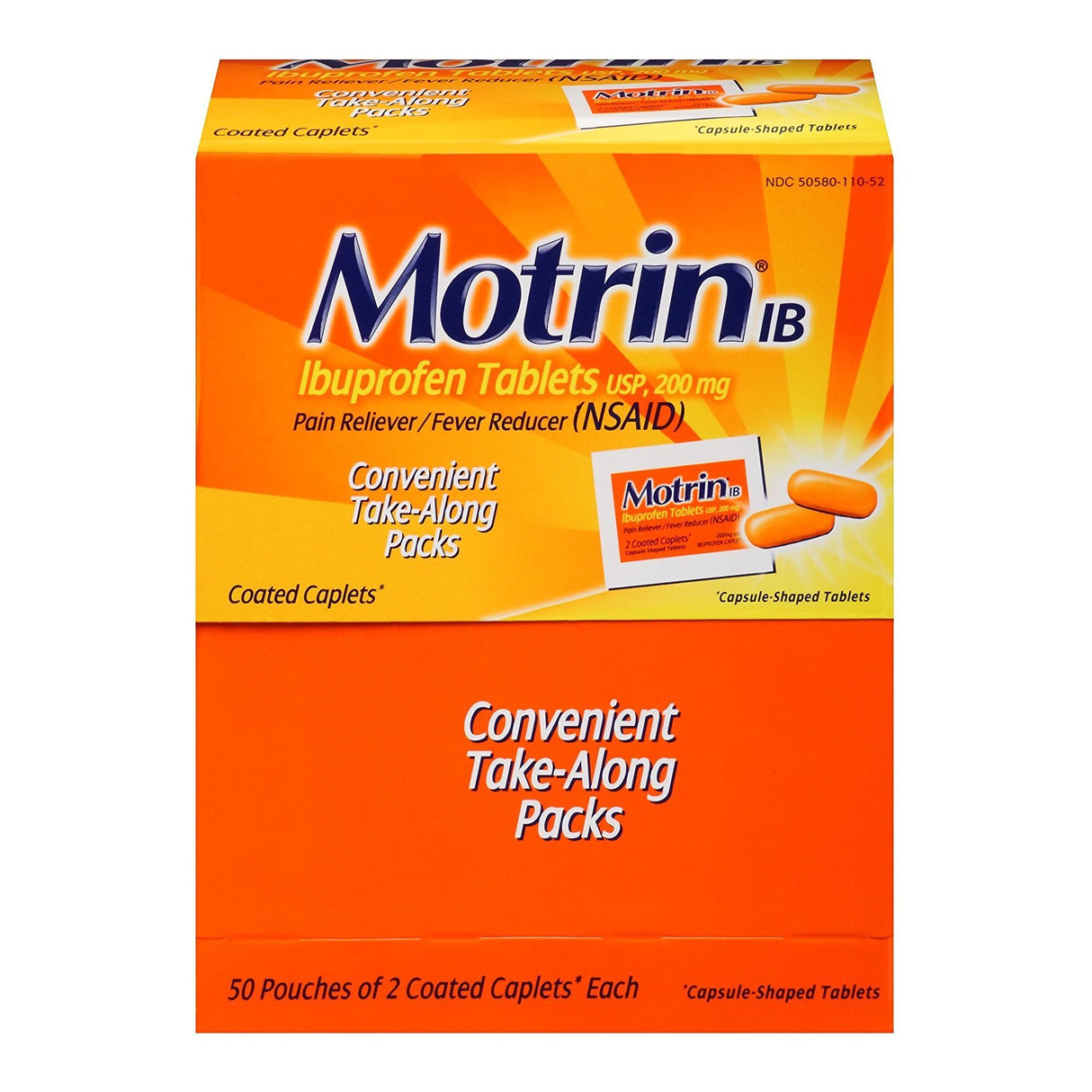 Pain Relief Motrin® IB 200 mg Strength Ibuprofen Caplet 50 per Box - BeHope