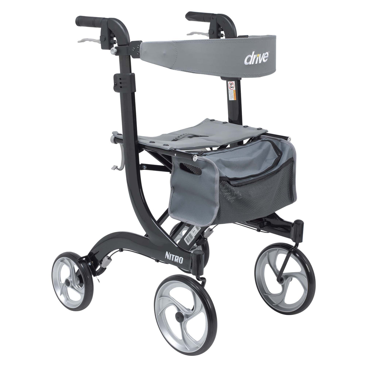 4 Wheel Rollator drive™ Nitro Black Adjustable Height / Folding Aluminum Frame - BeHope
