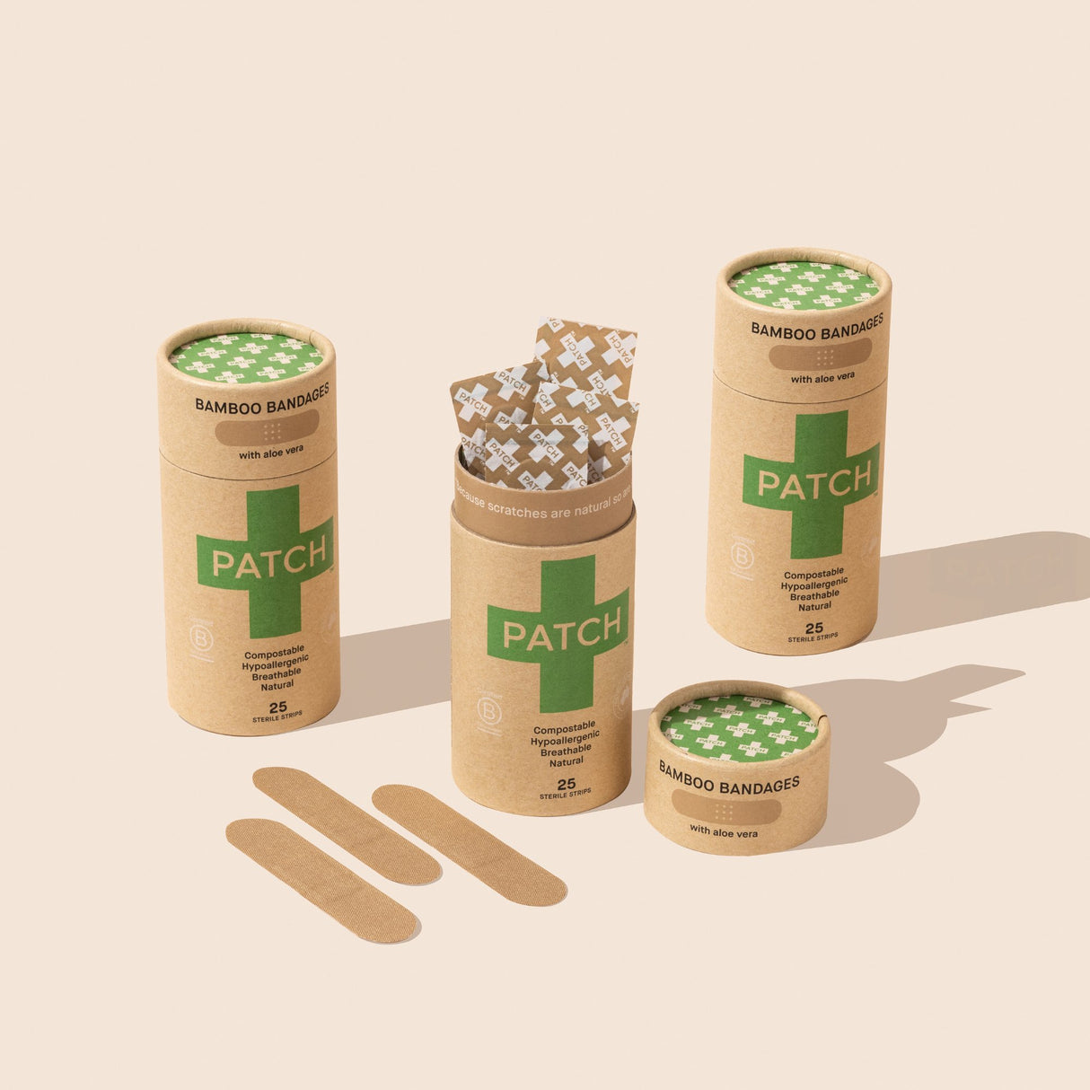 Adhesive Strip Patch™ Bamboo / Aloe Vera Tan 3/4 X 3 Inch Sterile - BeHope