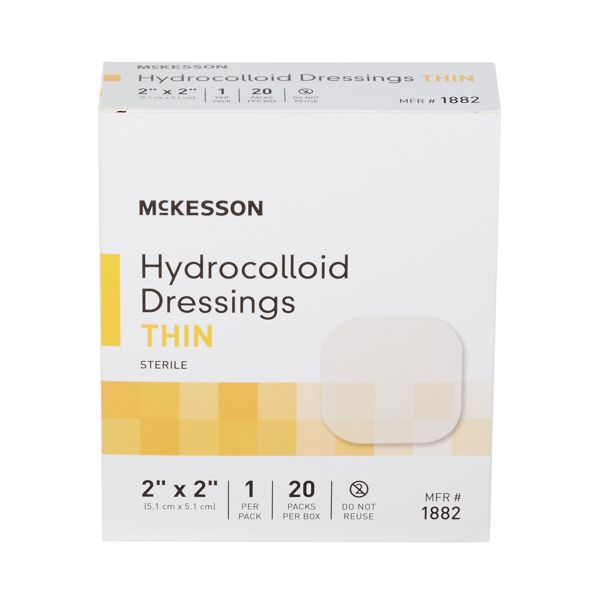Thin Hydrocolloid Dressing McKesson Film Backing 2 X 2 Inch Square Hydrocolloid - BeHope