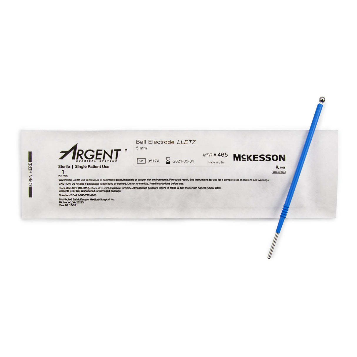 Leep/lletz Electrode Mckesson Argent™ Stainless Steel Sterile 3 Mm Diameter Ball Tip Disposable - Behope