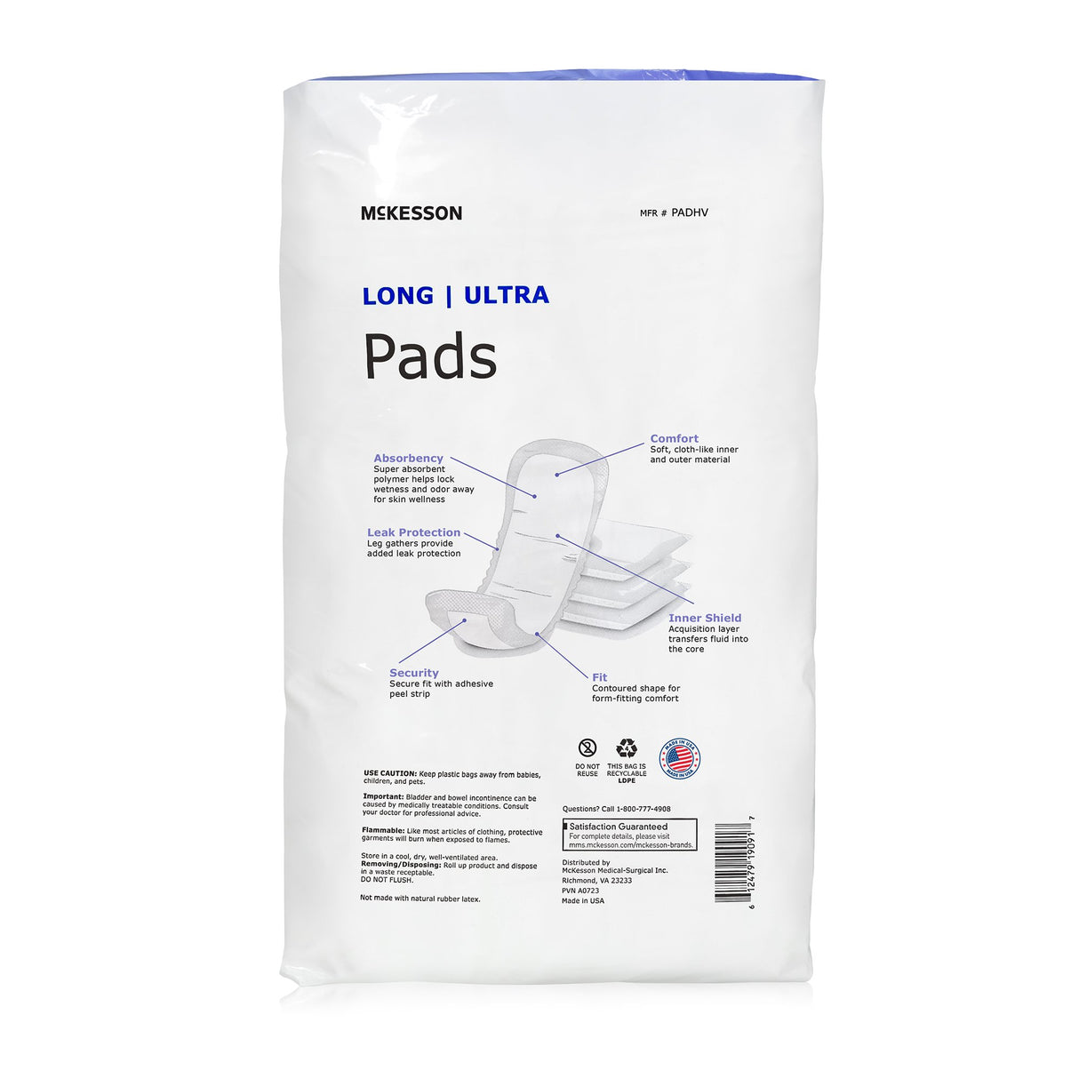 Bladder Control Pad McKesson Ultra Heavy Absorbency 12 Hour Leakage Protection - BeHope