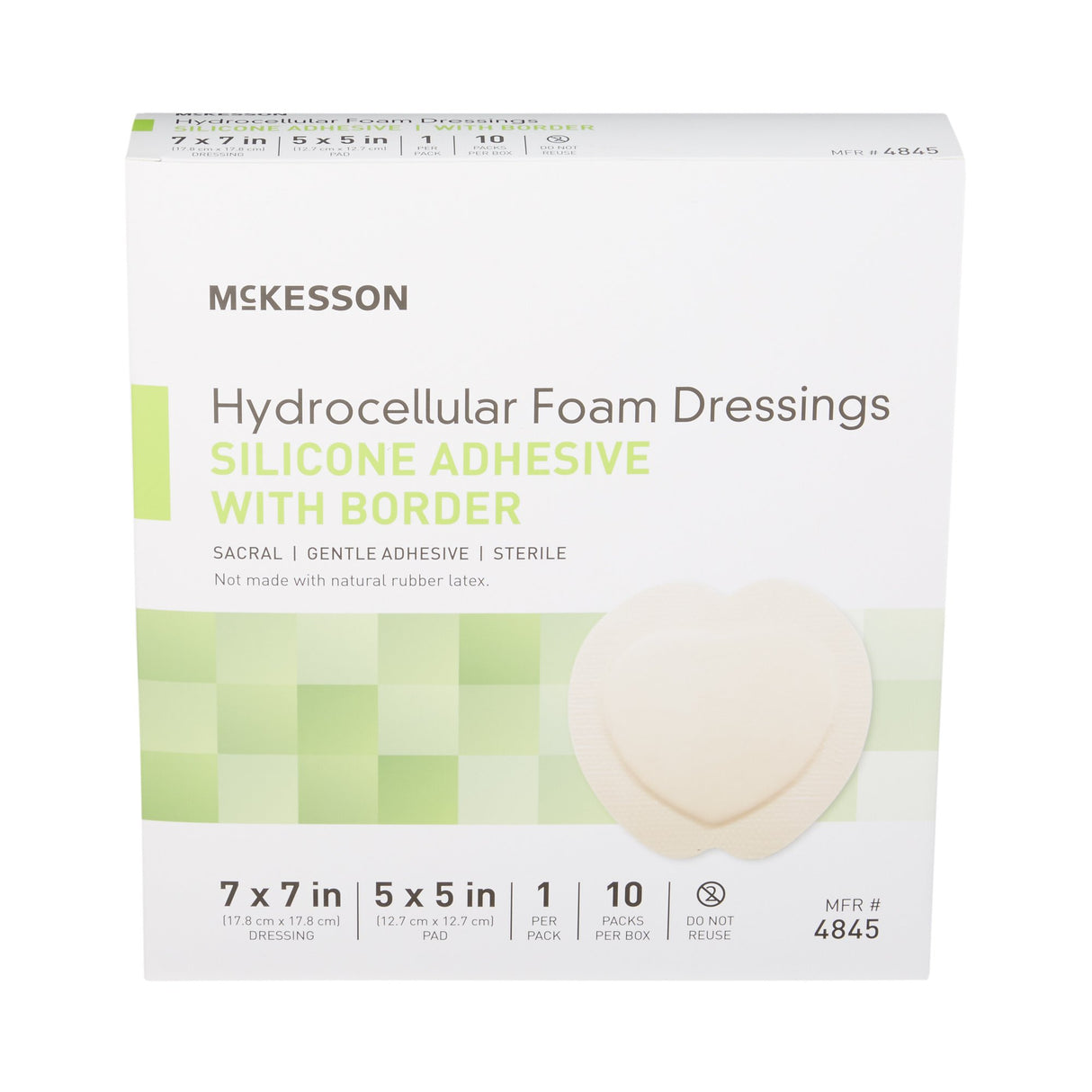 5-Layer Foam Dressing McKesson 7 X 7 Inch With Border Film Backing Silicone Gel Adhesive Sacral Sterile - BeHope