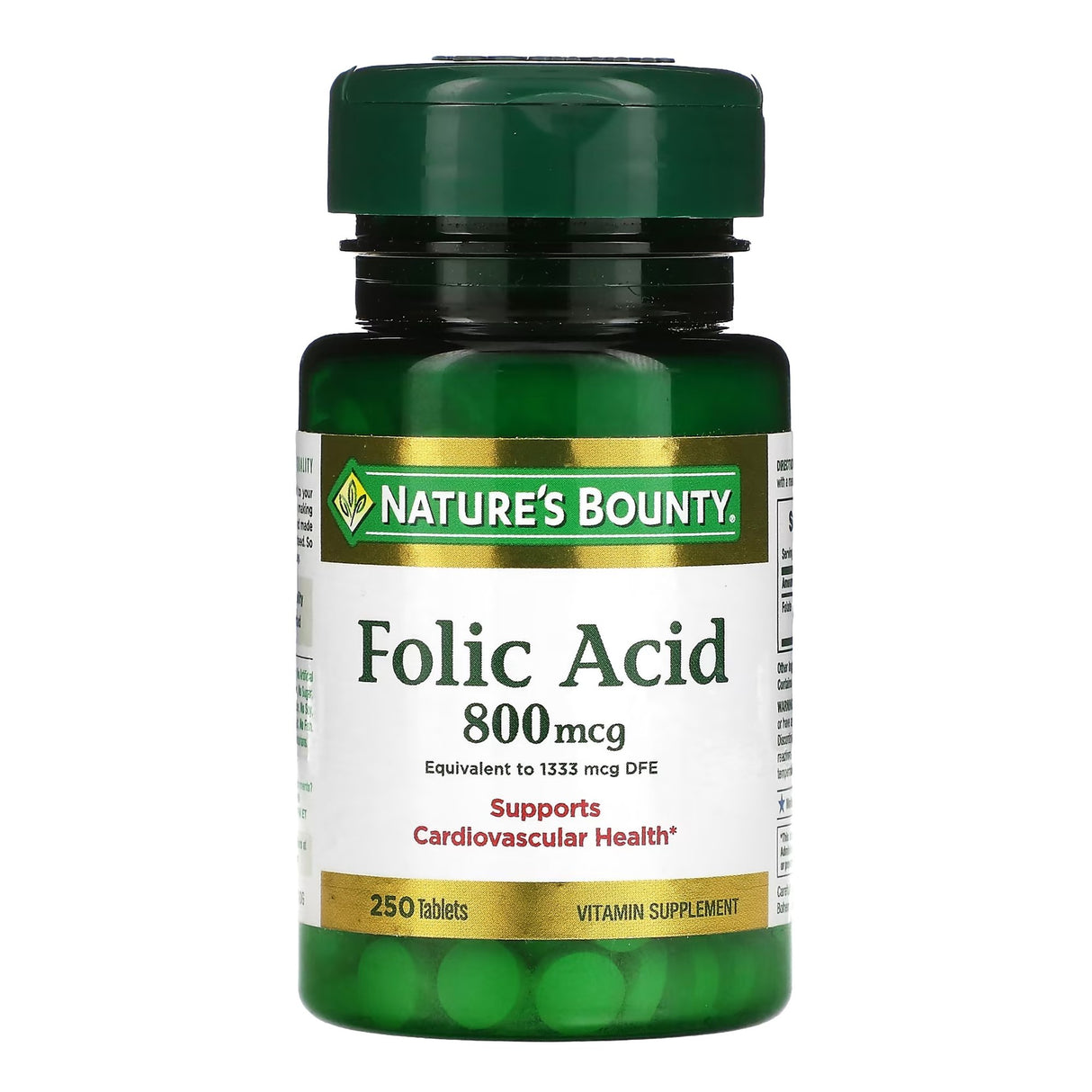Mineral Supplement Nature's Bounty® Folic Acid 800 mcg Strength Tablet 250 per Bottle - BeHope