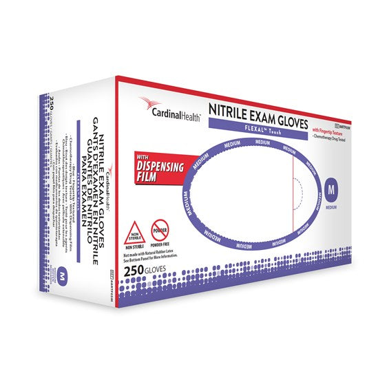 Exam Glove Flexal™ Touch Medium Nonsterile Nitrile Standard Cuff Length Textured Fingertips Blue Chemo Tested - Behope