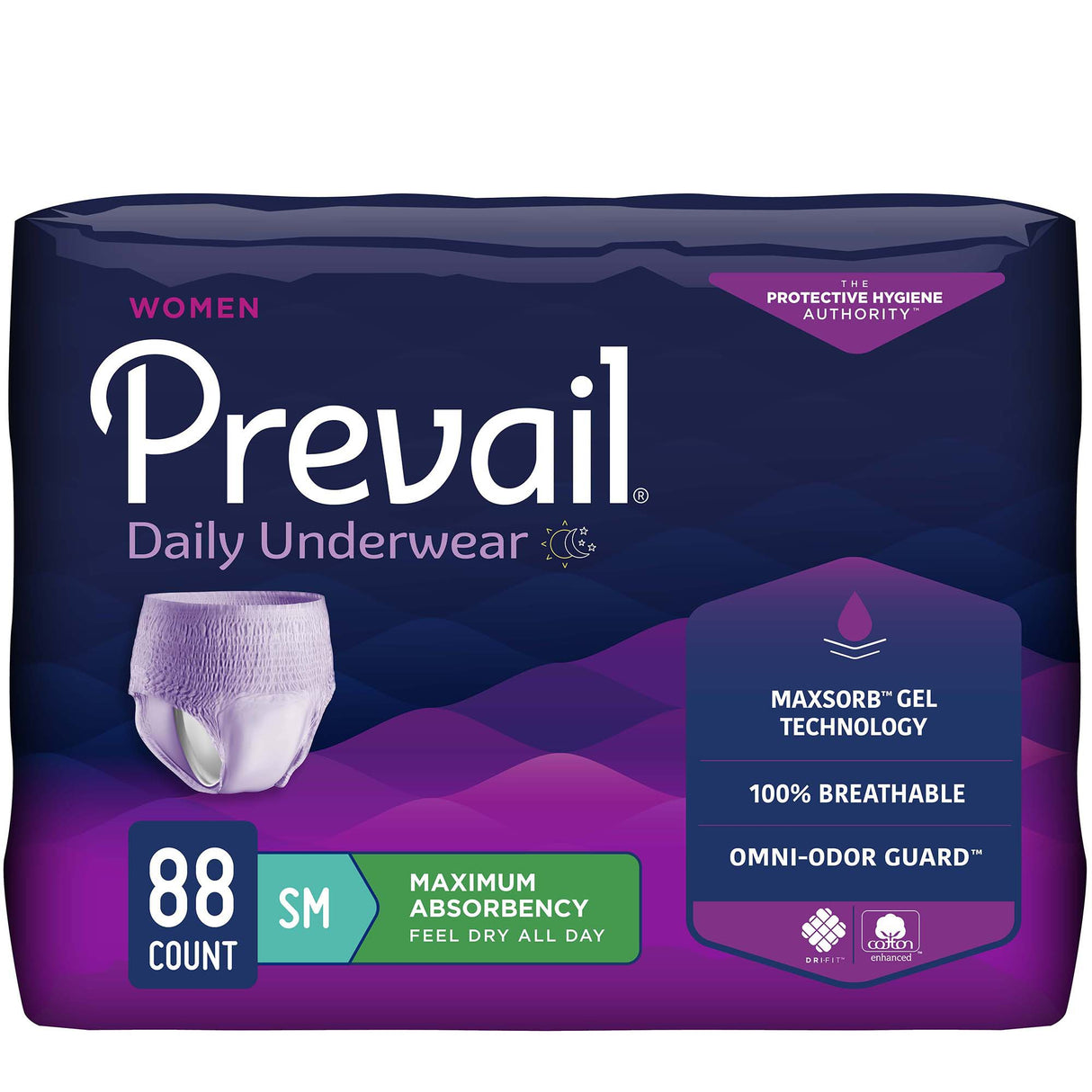 Female Adult Absorbent Underwear Prevail® Daily Underwear Pull On with Tear Away Seams Small Disposable Heavy Absorbency - BeHope