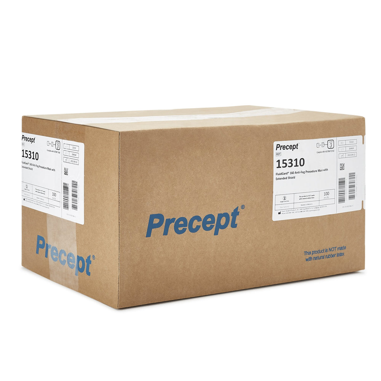 Procedure Mask with Eye Shield Precept® FluidGard® 160 Anti-fog Foam ASTM Level 3 Earloops One Size Fits Most - BeHope