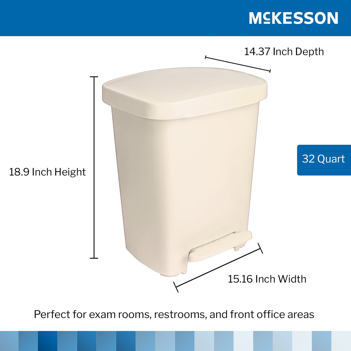 Trash Can McKesson 32 Quart / 8 gal. Beige Plastic Rectangular - BeHope
