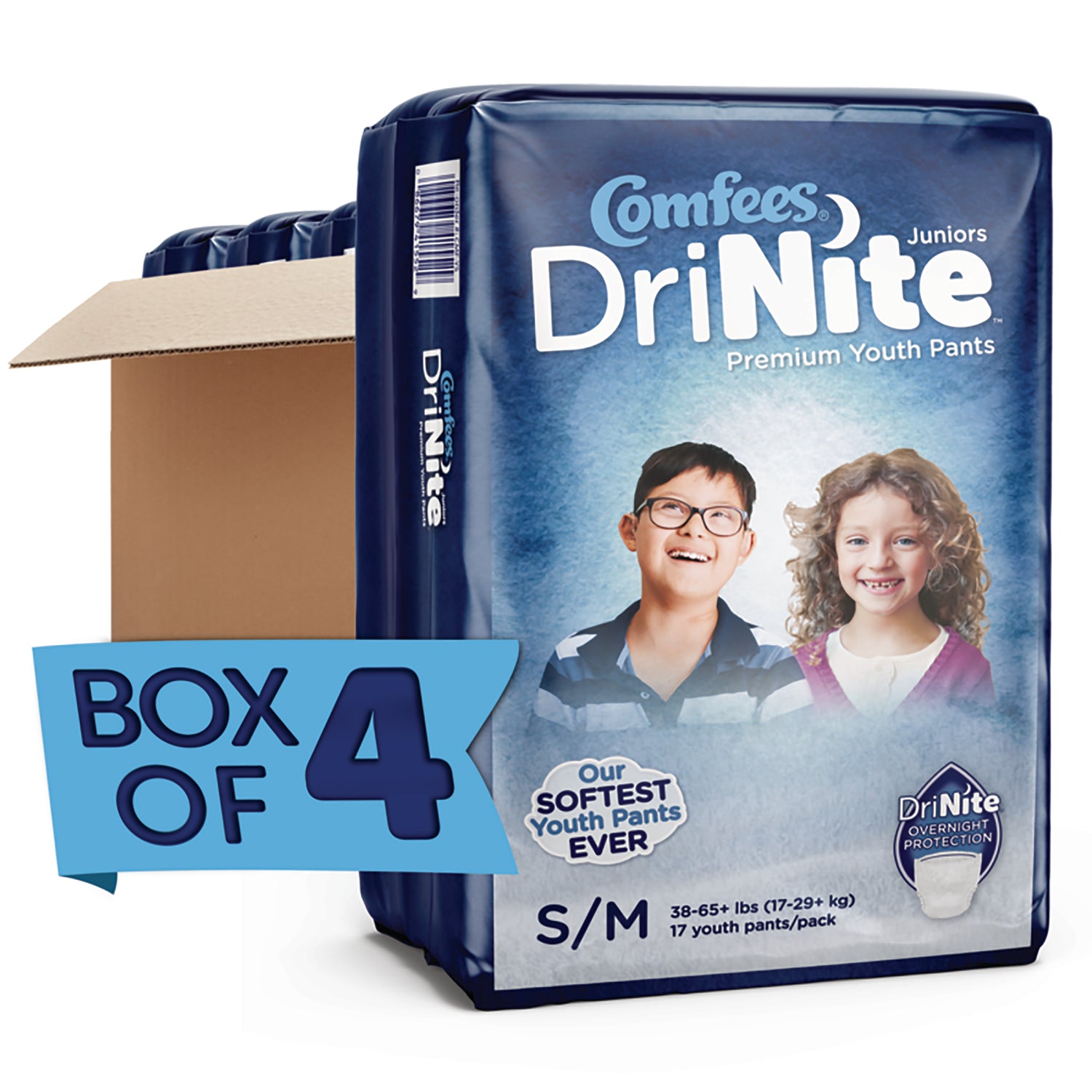 Unisex Youth Absorbent Underwear Comfees® DriNite® Juniors Pull On with Tear Away Seams Small / Medium Disposable Heavy Absorbency - BeHope