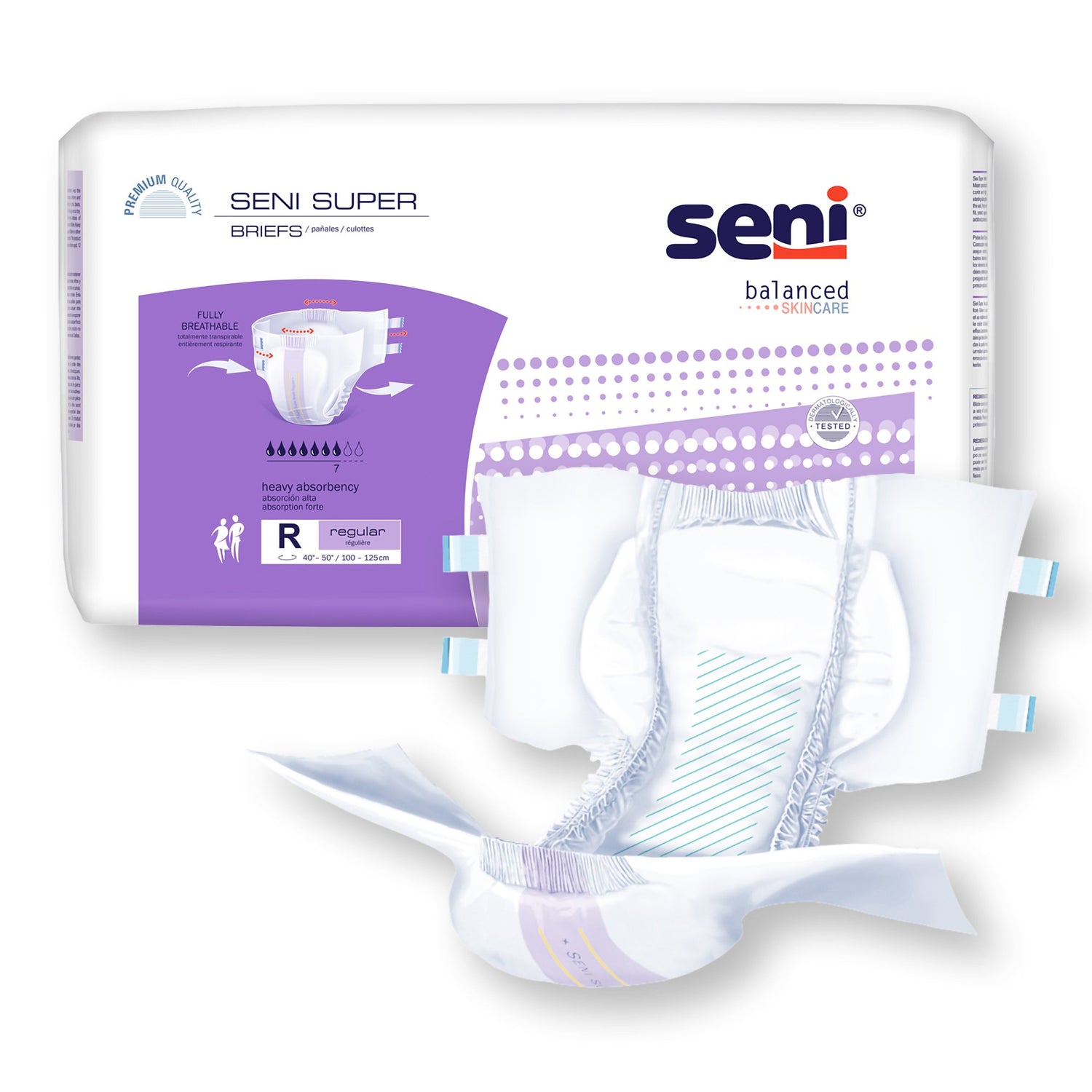 Unisex Adult Incontinence Brief Seni® Super Regular Disposable Heavy Absorbency - BeHope