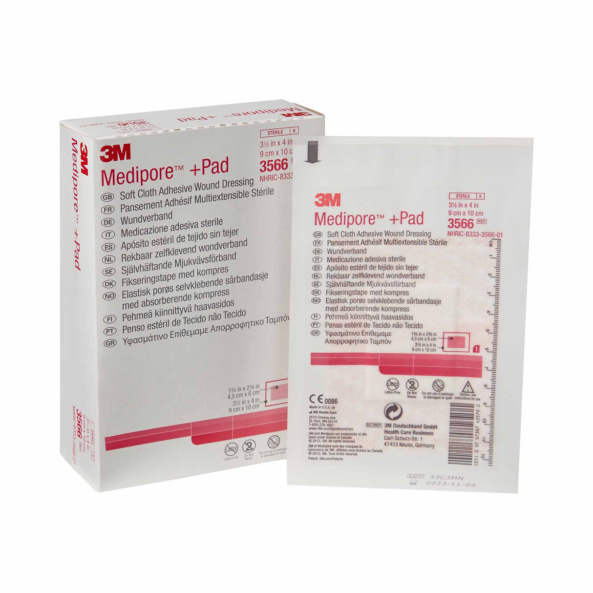 Composite Dressing 3M™ Medipore™ 3-1/2 X 4 Inch Rectangle Sterile Nonwoven Backing - BeHope