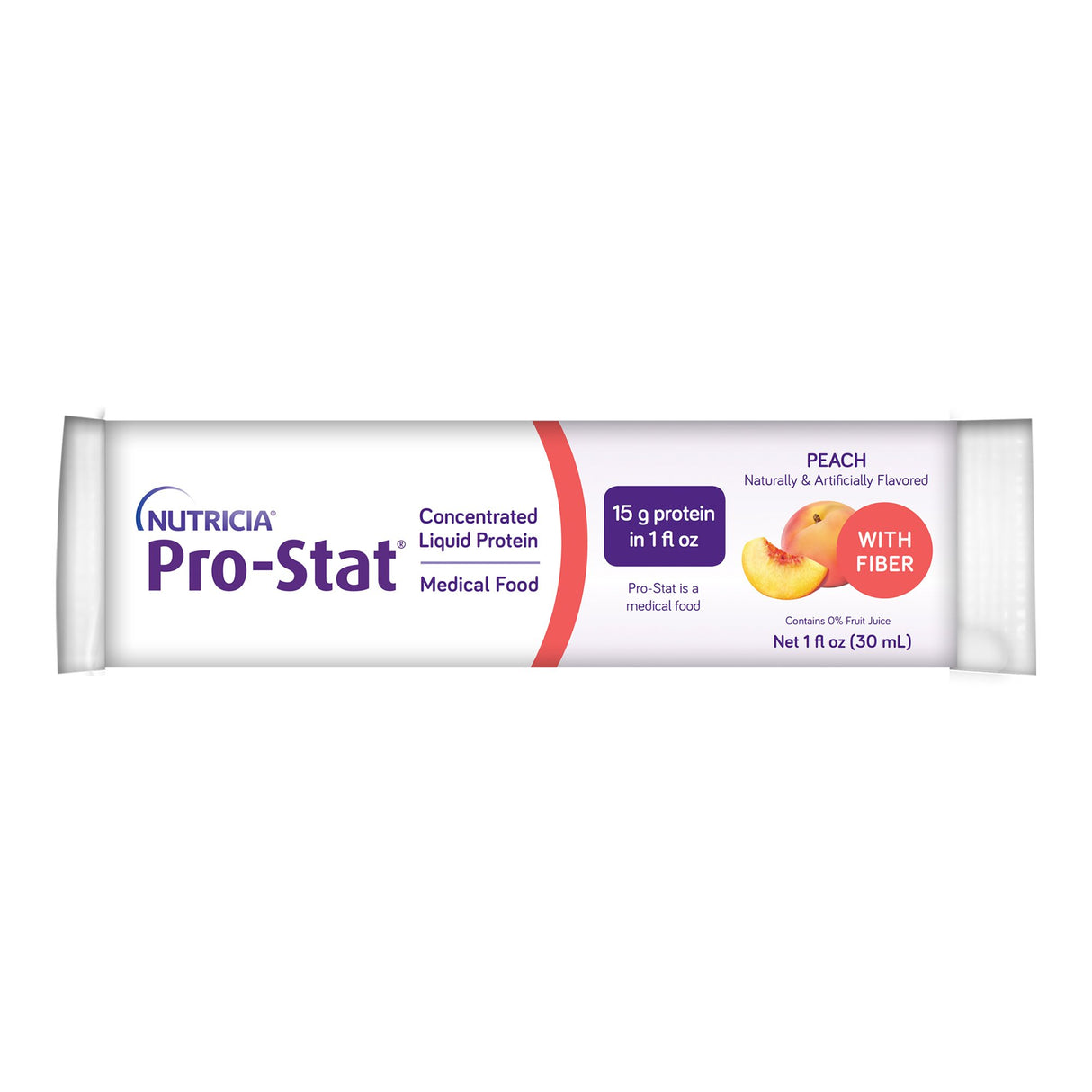 Oral Supplement Pro-Stat® with Fiber Peach Flavor Liquid 1 oz. Individual Packet - BeHope