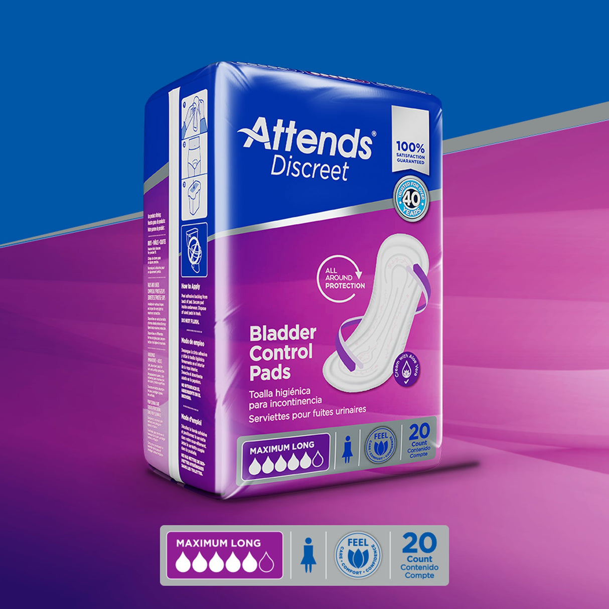 Bladder Control Pad Attends® Discreet 14-1/2 Inch Length Moderate Absorbency Polymer Core One Size Fits Most - BeHope