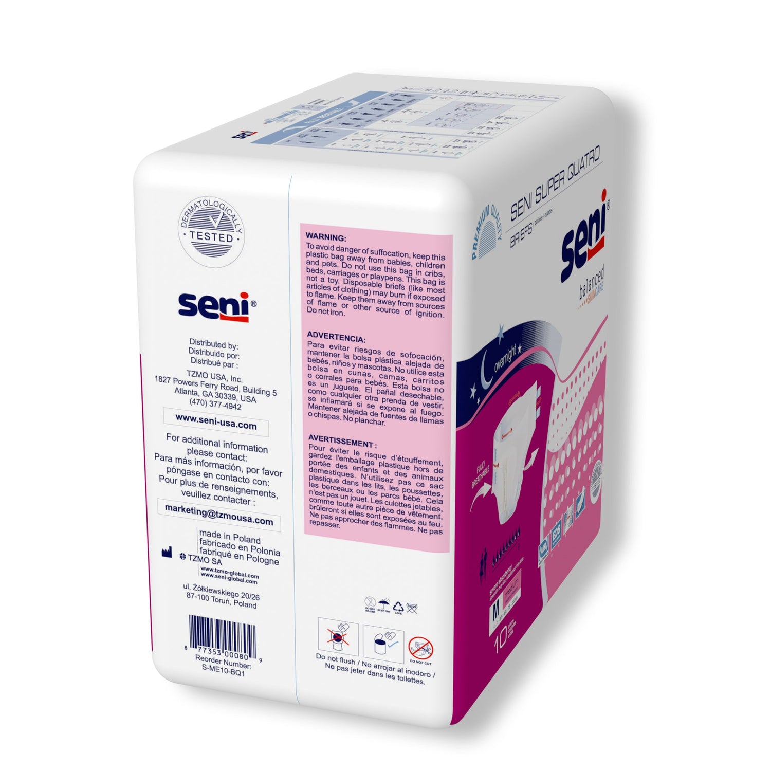 Unisex Adult Incontinence Brief Seni® Super Quatro Medium Disposable Heavy Absorbency - BeHope