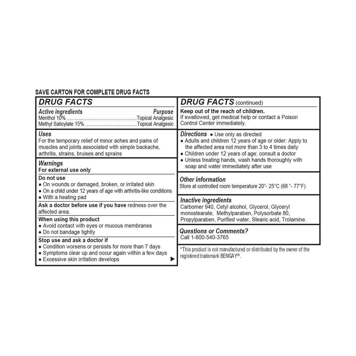 Topical Pain Relief Geri-Care® 10% - 15% Strength Menthol / Methyl Salicylate Cream 1 oz. - BeHope