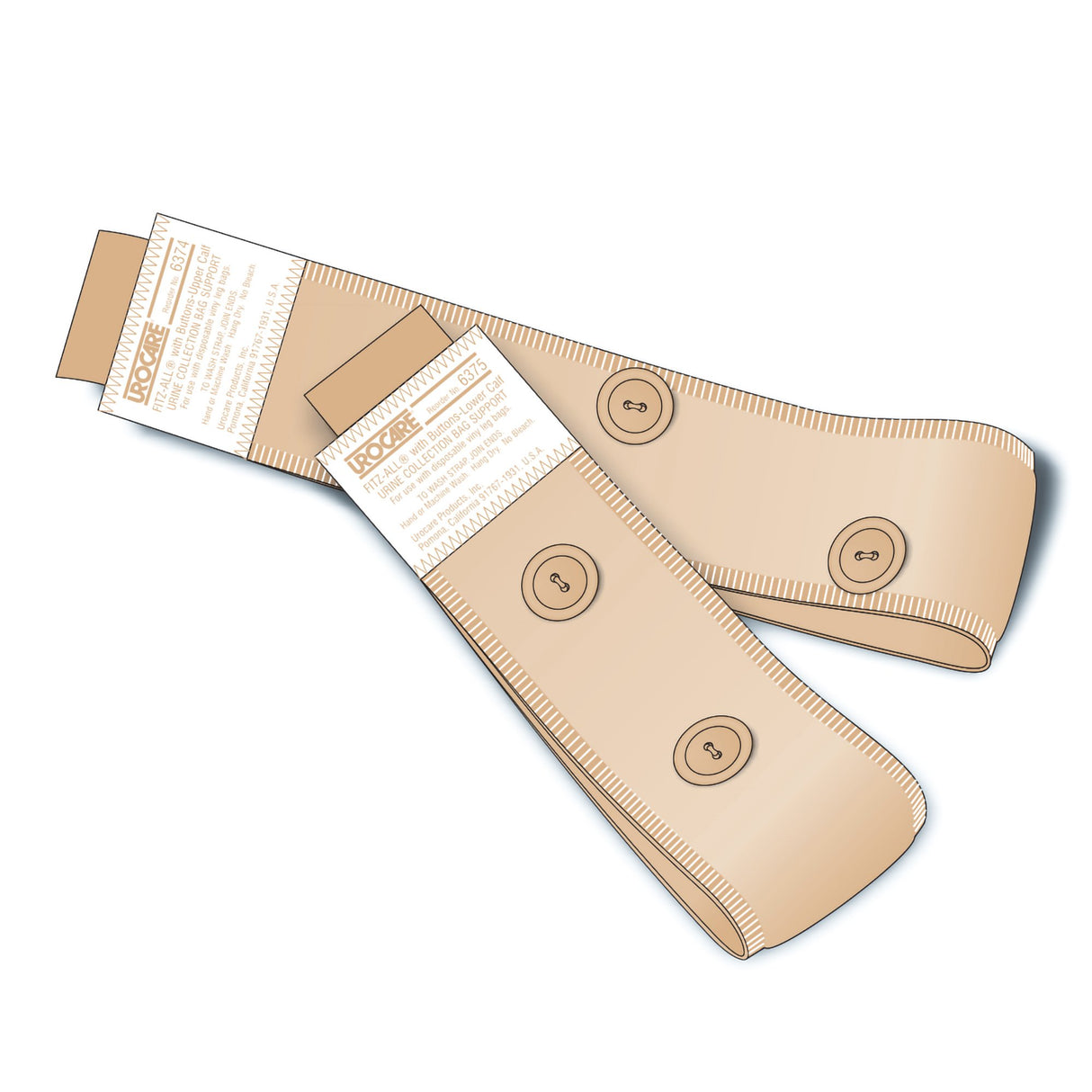 Fabric Leg Straps with Buttons Fitz-All® Upper Fits Up to 24 Inch, Lower Fits Up to 18 Inch, NonSterile - BeHope