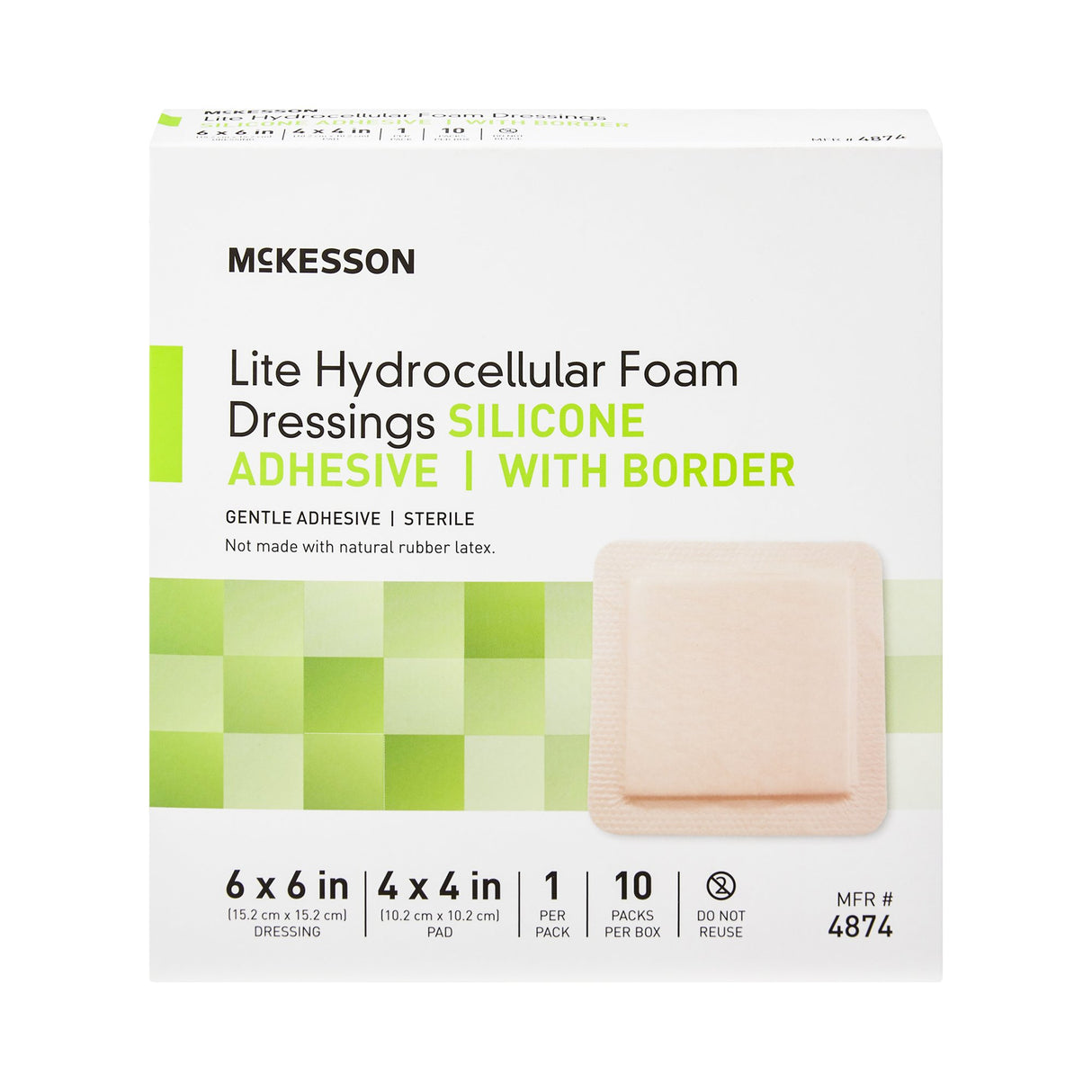 Thin Foam Dressing McKesson Lite 6 X 6 Inch With Border Film Backing Silicone Gel Adhesive Square Sterile - BeHope