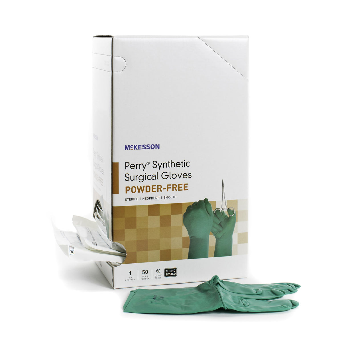 Surgical Glove McKesson Perry® Performance Plus Size 5.5 Sterile Polychloroprene Standard Cuff Length Smooth Dark Green Chemo Tested - BeHope