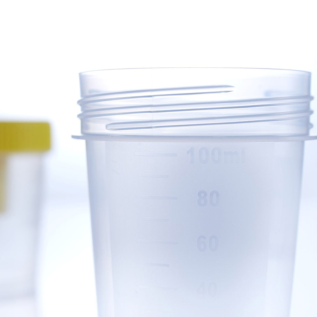 Urine Specimen Container with Integrated Transfer Device 100 mL (3.4 oz.) Screw Cap Patient Information Sterile - BeHope