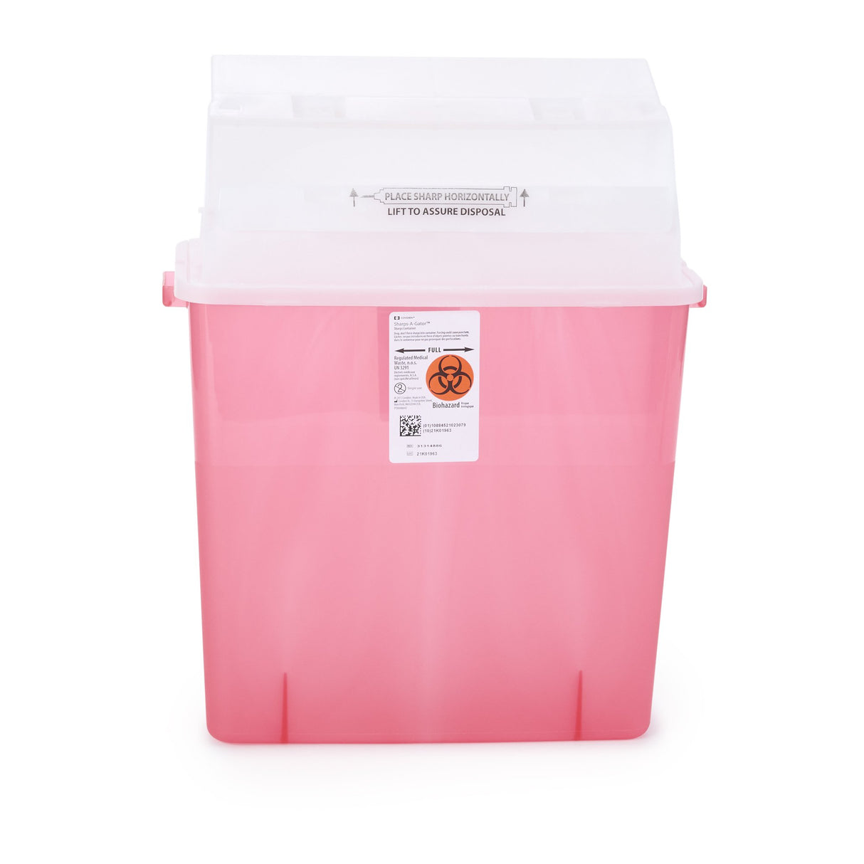 Sharps Container GatorGuard™ In-Room™ Translucent Red Base 20-1/2 H X 14 W X 6 D Inch Horizontal Entry 3 Gallon - BeHope