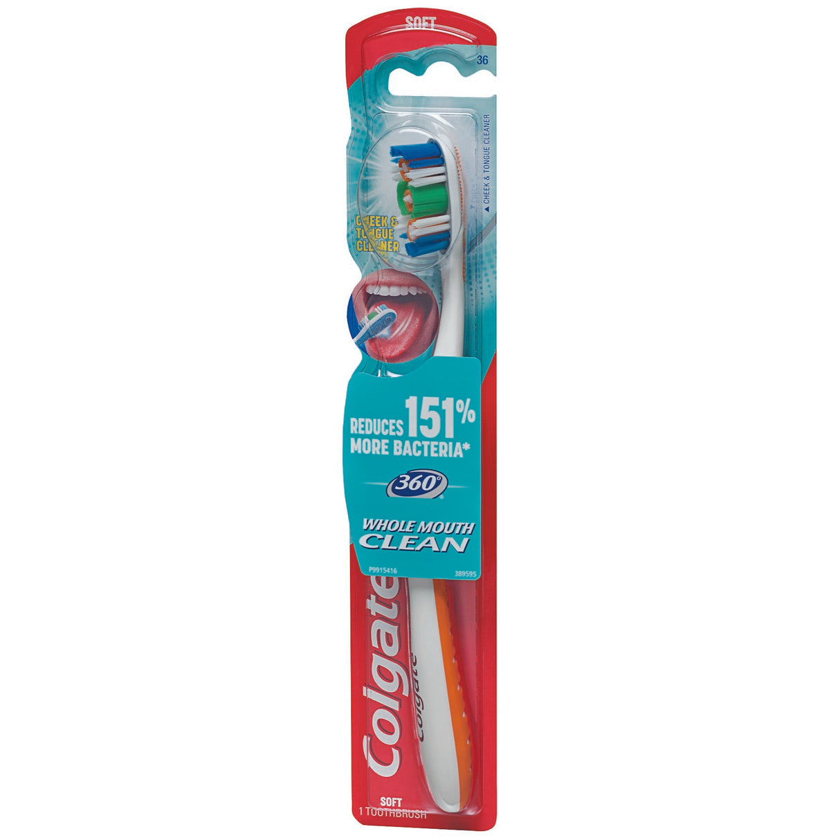 Toothbrush Colgate® 360 Red / Green Adult Soft - BeHope