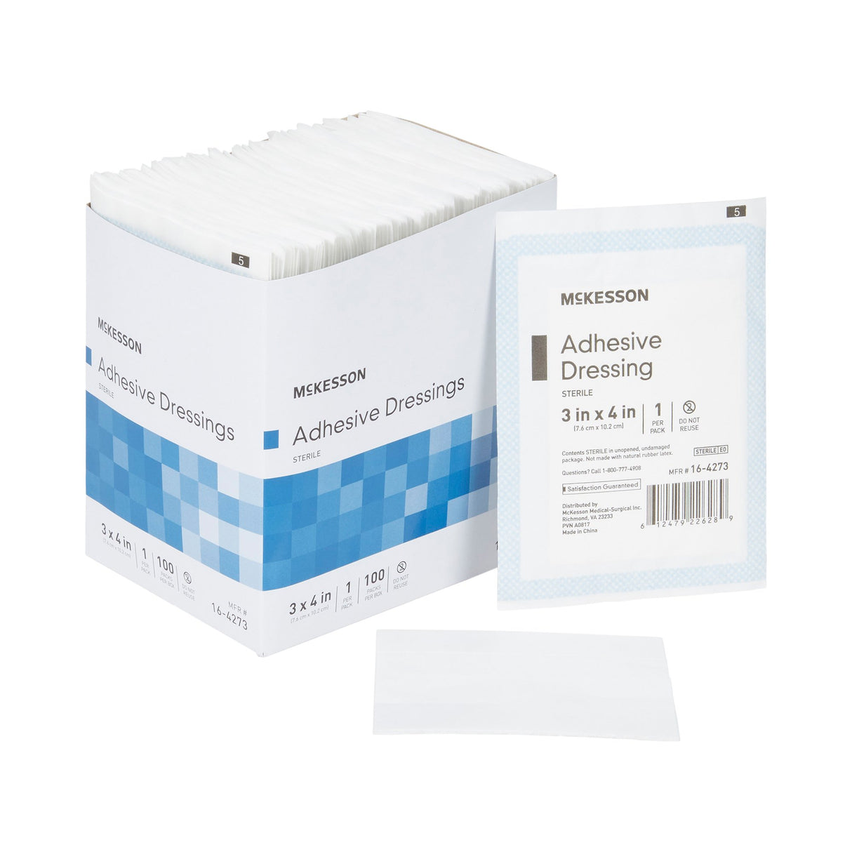 Non-Adherent Dressing with Adhesive McKesson 3 X 4 Inch Sterile 1 per Pack - BeHope