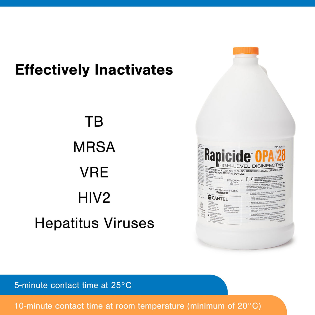 OPA High-Level Disinfectant Rapicide™ OPA/28 RTU Liquid 1 gal. Jug Reusable - BeHope